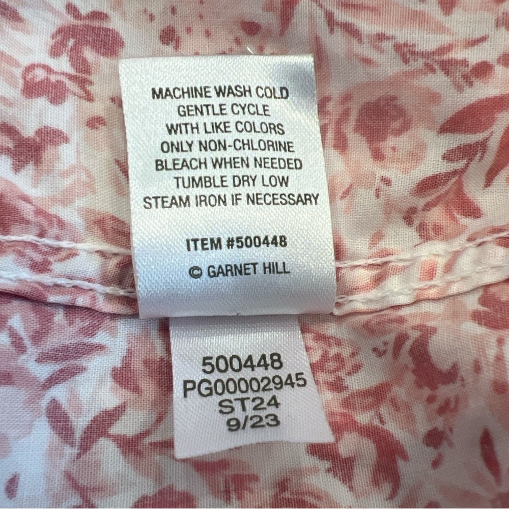 Garnett Hill Organic Pima Cotton Pink Floral Button Down Shirt Size 12 - Picture 7 of 7